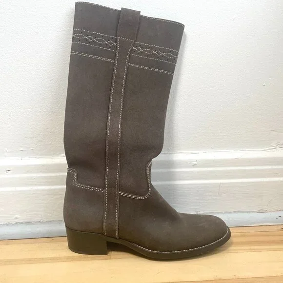 Zara Flat Country Taupe Nubuck Boots Size 37 EU - Picture 6 of 8